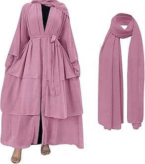 Abayas for Women Muslim Dubai Dress Solid Loose Fit Long Cardigan Islamic Kaftan Robe Open Front Maxi Length