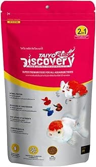 Taiyo Pluss Discovery Pink Fish Food - 200 g (Pack of 1) | Super Premium 2-in-1 Formula with Colour Enhancers & High Protein | Mini Pellets (0.8 mm) for All Aquarium Fishes