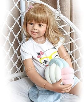 Pinky Reborn 39inch Reborn Toddler Doll - Huge Baby Full Body Hard Vinyl Realistic Blonde Hair Standing Girl Collectible Dress Model