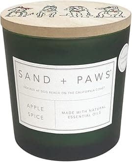 Sand + Paws Scented Candle - Apple Spice - Additional Scents and Sizes –Luxurious Air Freshening Jar Candles Neutralize pet Odors and Enhance Home décor – 100% Cotton Lead-Free Wicks - 21 oz