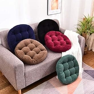 HIGOGOGO Round Solid Floor Pillow, Tufted Meditation Pillow for Seating on Floor Thick Seat Cushion Meditation Cushion for Yoga Living Room Sofa Balcony Outdoor, Wine, 22x22 Inch