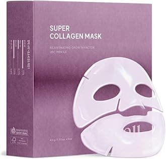 AROCELL Super Collagen Mask 8 Facial Sheet 5,000,000ppb Overnight Dual Matrix Hydrogel Masks with Low Molecular Weight Collagen for Elasticity Hydrating Anti-Aging Cooling Korean Skincare, 43g x 8ea
