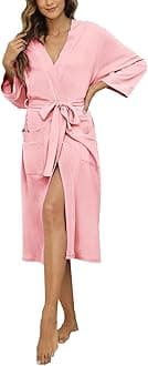 M&M Mymoon Womens Cotton Robe Soft Kimono Spa Knit Bathrobe Lightweight Long