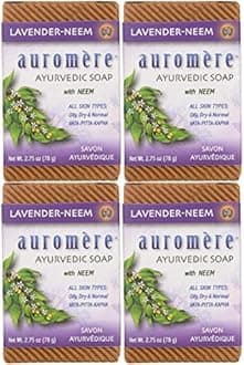 Auromere Ayurvedic Bar Soap, Lavender Neem - Eco Friendly, Handmade, Vegan, Cruelty Free, Natural, Non GMO (2.75 oz), 4 pack