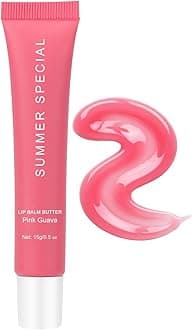 Summer Lip Butter Balm, Vegan Hydrating Lip Gloss Tube for Dry Cracked Lips, Non-Sticky Tinted Lip Care with Natural Oils, Long-Lasting Moisture & High Shine Finish - Pink [0.5 oz]