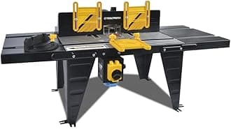 ToolTronix 1800W Bench Mounted Electric Router Table Aluminium Surface 460mm x 335mm, NVR No Volt Release Switch, Three Feather Boards, Extension Tables