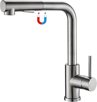 Tohlar Kitchen Taps Mixer with Pull Out Spray, 360° Swivel Mixer Tap with Magnetic Docking, Modern Stainless Steel Hot and Cold Single Lever Kitchen Sink Faucet with 2 Water Modes (Brushed Nickel)