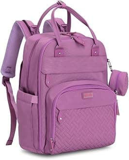 BabbleRoo Diaper Bag Backpack - Baby Essentials Travel Tote - Multi Function Water Resistant Diaper Bag, Travel Essentials Baby Bag with Changing Pad, Stroller Straps & Pacifier Case - Unisex, Purple
