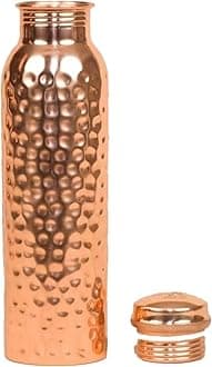 Hammered Copper Water Bottle Drinking for Women and Men Sports, Yoga, Gym, Outdoors, Health Benefits - Joint Free, Handmade Christmas Gift - (1 Liter / 33.8 oz)