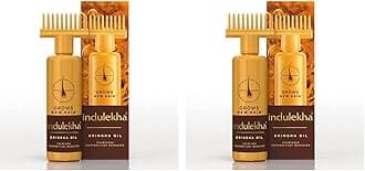 Indulekha Bringha, Ayurvedic Hair Oil, 250ml, for Hair Fall Control, with Amla & Coconut Oil, with Comb Applicator (Pack of 2)