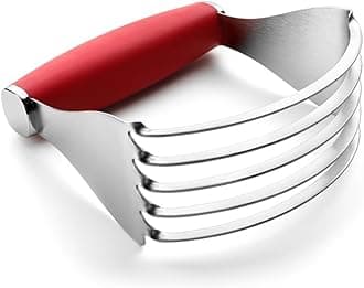 Spring Chef XL Stainless Steel Pastry Cutter Tool for Baking - Heavy Duty Dough Blender - Butter & Dough Cutter Tool with Sharp Blades - Pastry Blender for Easy Mixing - Dishwasher Safe - Red
