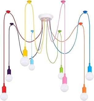 Colorful Spider Chandelier, Kids Ceiling Light Fixture, Adjustable DIY Pendant Lamp for Boys Girls Bedroom Playroom Classroom Dining Room,‎ E26 8 Arms Lights