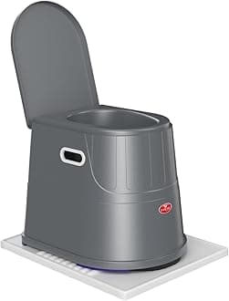 EASYCARE Heavy Duty Premium Portable Indian to Western Toilet Converter | Commode Stool for Patients, Adults, Elderly, Kids, Handicap | Portable Toilet Seat | Toilet Chair I Capacity Upto 125 Kgs (Grey)