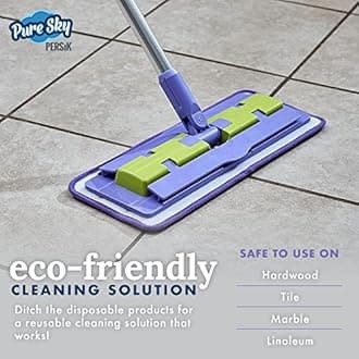 Pure-Sky Microfiber Mop Head Replacement - Pack of 2 - Just Add Water No Detergents Needed – Deep Clean Microfiber Mop Pad Refill - Damp / Wet / Dry / Dust Mop for House Floors Hardwood, Tile, Marble