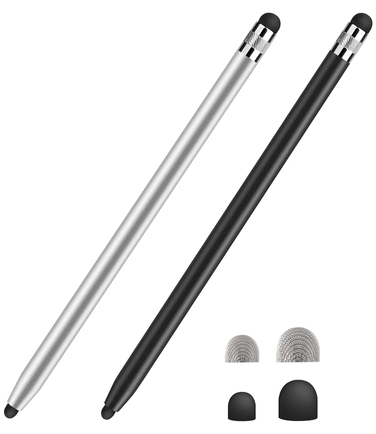 2 Pack Stylus Pens for Touch Screens, High Sensitivity Precision Capacitive Stylus Pen Compatible with iPad iPhone Samsung Tablets All Universal Touchscreen Devices with 4 Rubber Tips (2 Colors)