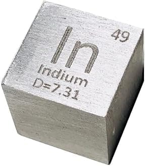 Indium Soft Metal Cube in 99.995% Element Cube Pure 25.4mm Density Cube for Element Collection Periodic Table Hunter, and More (1", Indium)