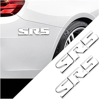 2 PCS SR5 Metal Emblem, 3D SR5 Nameplate Logo Badge Sticker Car Bumper Decal, Self-Adhesive Metal Emblem Sticker Exterior Decor for Vehicle Trunk Tailgate Side Fender (Silver)