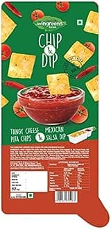 Wingreens Farms Chip & Dip - Tangy Cheese Pita Chips with Mexican Salsa Dip (Pack of 1)