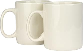 30oz Super Large Ceramic Coffee Mugs Large Handles Set of 2 (Cream)