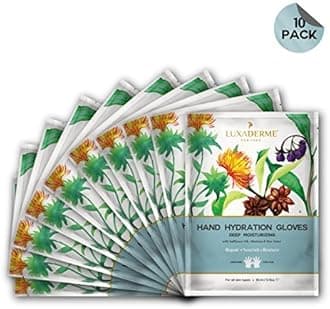 LuxaDerme Deep Moisturizing Hand Hydration Gloves with Safflower Oil, Allantoin and Star Anise, 15ml - Pack of 10