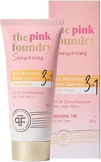 The Pink Foundry Matte Moisturising Mineral Tinted Sunscreen 50 g | SPF 30 PA+++ Broad Spectrum UVA UVB Protection | Zinc Oxide & Shea Butter | for Oily, Sensitive & all skin, Beige