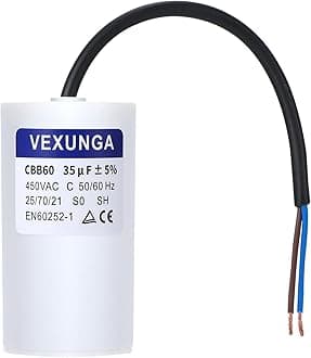 VEXUNGA CBB60 SH 35uF/35MFD Capacitor 450VAC AC Motor Starting 50x92mm 50/60Hz With Cable