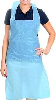 Osler & Walsh Premium Disposable Aprons for Women & Men (Blue, 200 Pack), 700mm x 1170mm for Adults, 16 Microns Flat Packed Bulk Polyethylene Aprons (NHS Size and spec)