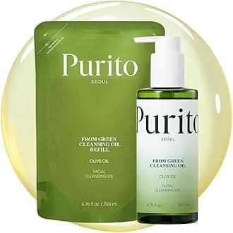 PURITO, From Green Cleansing Oil Refill 6.76 fl.oz / 200ml Gentle Facial Cleanser, Cruelty-free & Vegan, Nature-derived Oils (Refill Set)