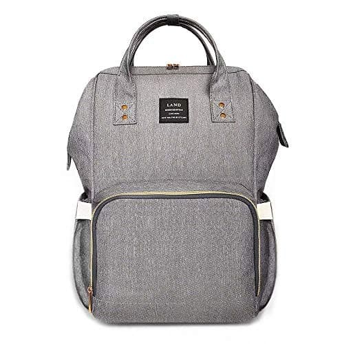 Land Baby Diaper Bag Backpack - Multi-Function Waterproof Maternity Travel Nappy Bags for Baby Care - Large Capacity, Durable and Stylish (Grey & Black)