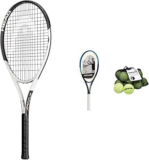 Geo Speed Adult Tennis Racket - Pre-Strung Head Light Balance 27.5 Inch Racquet & Ti. Conquest Tennis Racket - Pre-Strung Light Balance 27 Inch Racquet - 4 1/4 in Grip