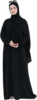 Women Muslim Dress Middle East Arabian Robe Islamic Modest Dress with Hijab Scarf Lace Sleeve Flowy Abaya Dress