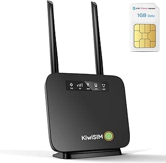 KiwiSIM 4G LTE Portable WiFi Router - WAN & LAN Ports, 1GB Data Card, 300Mbps WiFi Mobile Hotspot, Compatible with Verizon/AT&T/T-Mobile, Ideal for Home/RV/Office/Camping