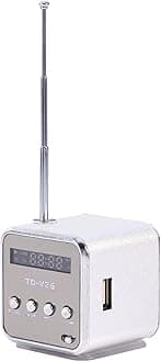CCYLEZ Portable AM FM Radio with Bluetooth Music Speaker, Vintage Mini Speaker Retro Radio, Portable Bluetooth Speaker with FM Radio Support Card and U Disk (Silver)