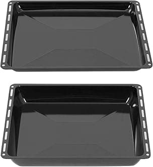 465 x 370 x 30 and 60 mm Baking Tray Set, Suitable for Bosch Neff Constructa, 2-Piece Enamelled Grease Pan for Oven, Scratch-Resistant & Rose Free, 46.5 x 37 x 3 and 6 cm