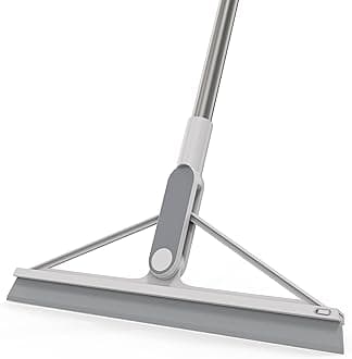 KOLLIEE Floor Squeegee Broom Rubber Window Squeegee for Floor 61" Long Handle Adjustable Floor Wiper for Concrete Tile Shower Bathroom Water