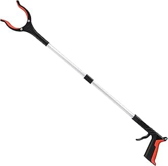 2024 Upgrade Grabber Reacher Tool, 360° Rotating Head, Wide Jaw, 32" Foldable, Lightweight Trash Claw Grabbers for Elderly, Reaching Tool for Trash Pick Up Stick, Litter Picker, Arm Extension (Orange)