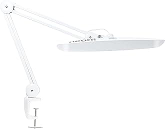 LED Desk Lamp - Shadow-Free Task Lighting | Home Office & Crafts Use (White, 50cm, Non-CCT with Clamp)