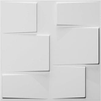 Art3d Plant Fiber Wainscot 3D Wall Panels Matt-White (Set 0f 12) 32 Sq.Ft