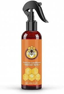 Beeswax Wood Cleaner and Polish Spray, 2 in 1 Natural Furniture Conditioner, Pet-Friendly Wood Floor Restorer for Cabinets, Table & Hardwood Surface (Sponge + towel)