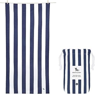 Dock & Bay Beach Towel - Quick Dry, Sand Free - Compact, Lightweight - 100% Recycled - Includes Bag - Cabana - Navy - Large (160x90cm, 63x35)