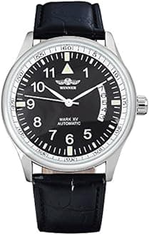 MASTOP Fashion Men's Sport Day Date Black Leather Automatic Self Winding Watch