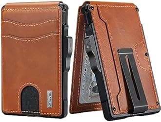 umoven Wallet for Men - with Money Clip Slim Leather Slots RFID Blocking Bifold Minimalist Wallet