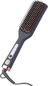 Hairitage Heated Ceramic Straightening Brush for Blowouts - Volumizing + Straightening - Anti-Frizz Blow Dry Brush for Smooth Shiny Hair - One Step Ceramic Tourmaline Hot Styling Brush -All Hair Types