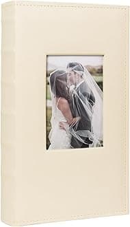 RECUTMS Photo Album 4x6 300 Photos, Leather Cover with Front Window for Wedding Family Graduation Anniversary Baby Holds 300 Horizontal 4x6 Pictures (Beige)