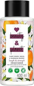 Love Beauty & Planet Curry Leaves, Biotin & Mandarin Natural Conditioner for Split-end Free Long Hair|No Sulfates,No Paraben|400ml