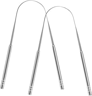 2 Pack Tongue Scraper Stainless Steel Tongue Cleaner Metal Tongue Care Tool Oral Cavity Scrapers Tongue Scraping Fresh Breath Care Scraper for Dental Hygiene and Reducing Bad Breath ('U' shape, 2 pcs)