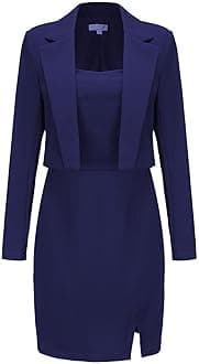 EXLURA Women's Professional Business Lightweight Blazer Dress Suit Sets 2 Piece Work Office Fashion Outfits