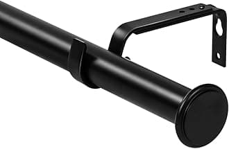 Urbanest 1-inch Diameter Bouton Adjustable Single Drapery Curtain Rod, 84-inch to 120-inch, Black