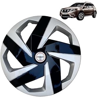 Prigan Wheel Cover for Terrano Silver Black Wheel Cover 16" for Terrano (Set of 4 Pcs) (Press Fitting) Model Name- Magnite DC 16