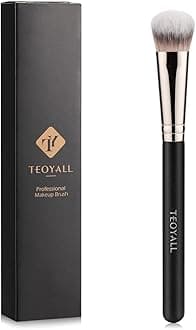 TEOYALLFlat Angled Concealer Bronzer Brush, Medium Synthetic Bristles Flawless Coverage Multitask Brush with Liquid Cream Powder